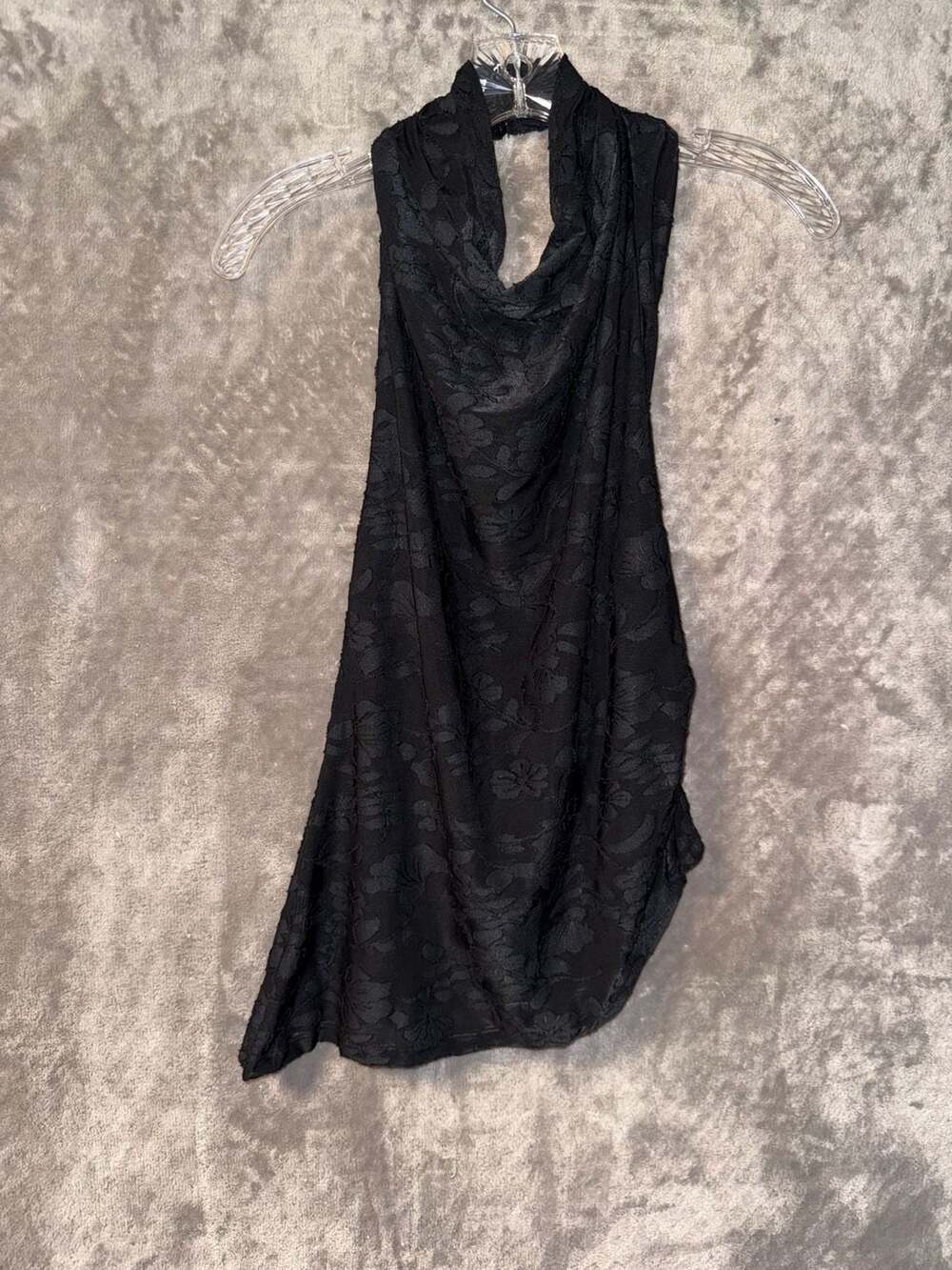 H&M Divided Black Floral Textured Halter Neck Mini Dress Size M